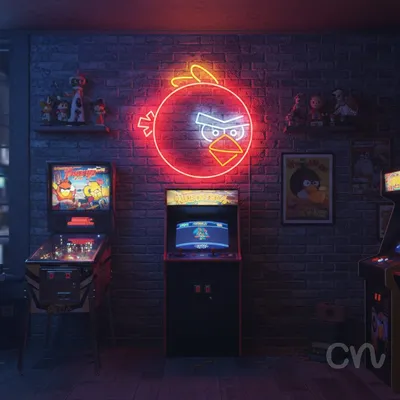 Custom Neon | Angry Bird Neon Sign | 22x22 | Red White Orange Yellow