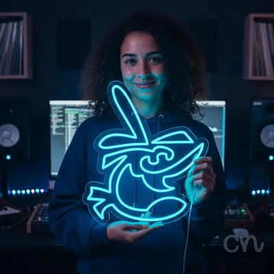 Custom Neon | Fish Outline Neon Sign | 23x20 | Ice Blue Bright Decorative Light