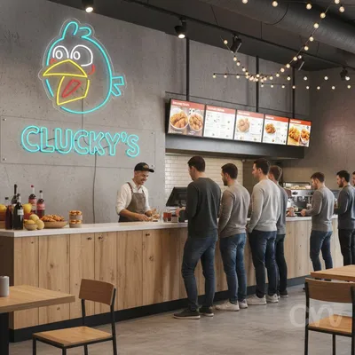 Custom Neon | Cartoon Bird Neon Sign | 22x22 | Ice Blue White Yellow Red Orange