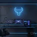 Custom Neon | Bull Head Neon Sign | 19x20 | Ice Blue Neon Light for Home Bar Decor 1
