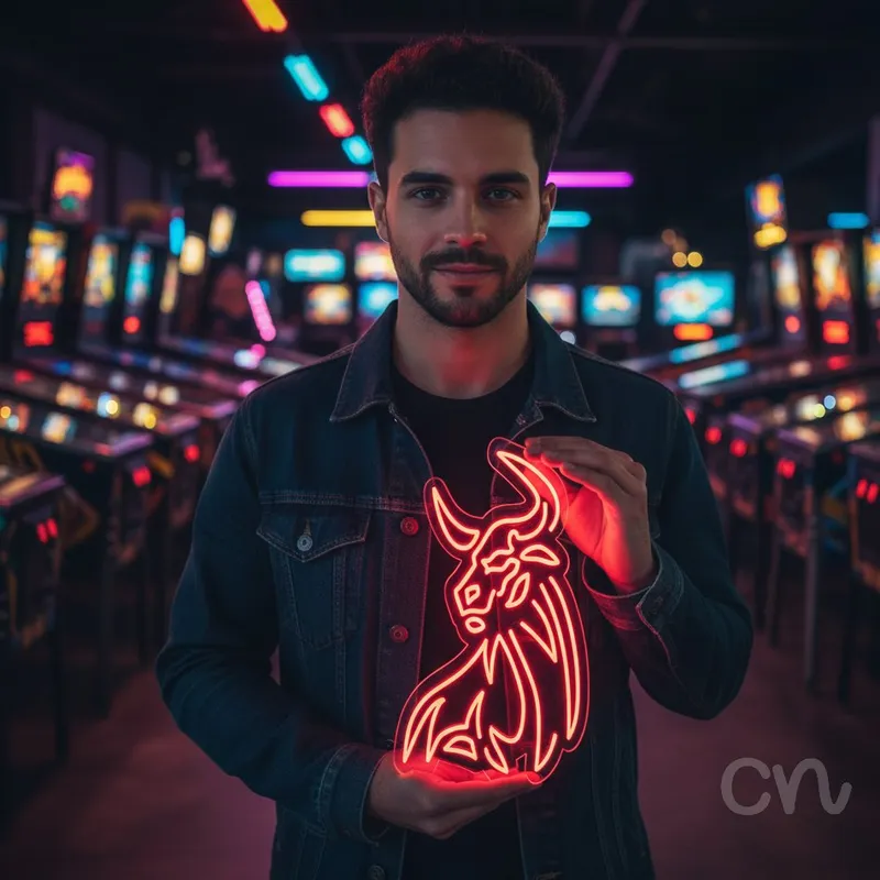 Custom Neon | Bull Head Neon Sign | 22x18 | Red Neon Sign for Home Bar Decor