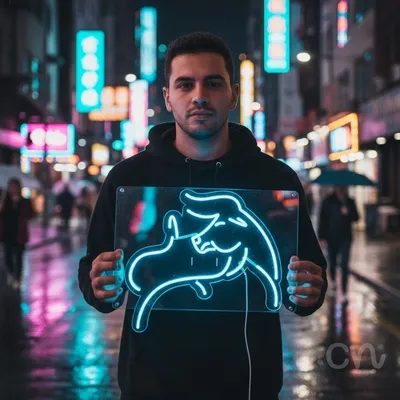 Custom Neon | Abstract Swirl Neon Sign | 21x22 Inches | Ice Blue Neon Sign