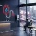 Custom Neon | Charging Cable Neon Sign | 21x19 | Red and Light Blue 1