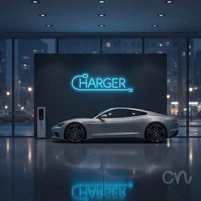 Custom Neon | Charger Neon Sign | 7x24 | Ice Blue Neon Sign for Modern Decor