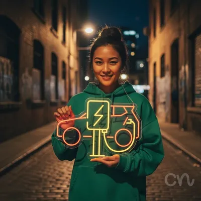 Custom Neon | Car Charging Station Neon Sign | 17x24 | Red and Yellow