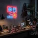 Custom Neon | Power Plug and Lightning Neon Sign | 20x20 | Aqua, Red, Yellow 1