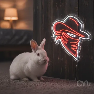 Custom Neon | Bandit Face Neon Sign | 23x21 | Red Color Neon Sign for Bars and Decor