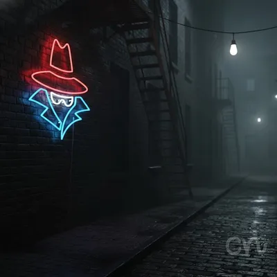 Custom Neon | Detective Design Neon Sign | 21x20 Inches | Red Ice Blue Colors