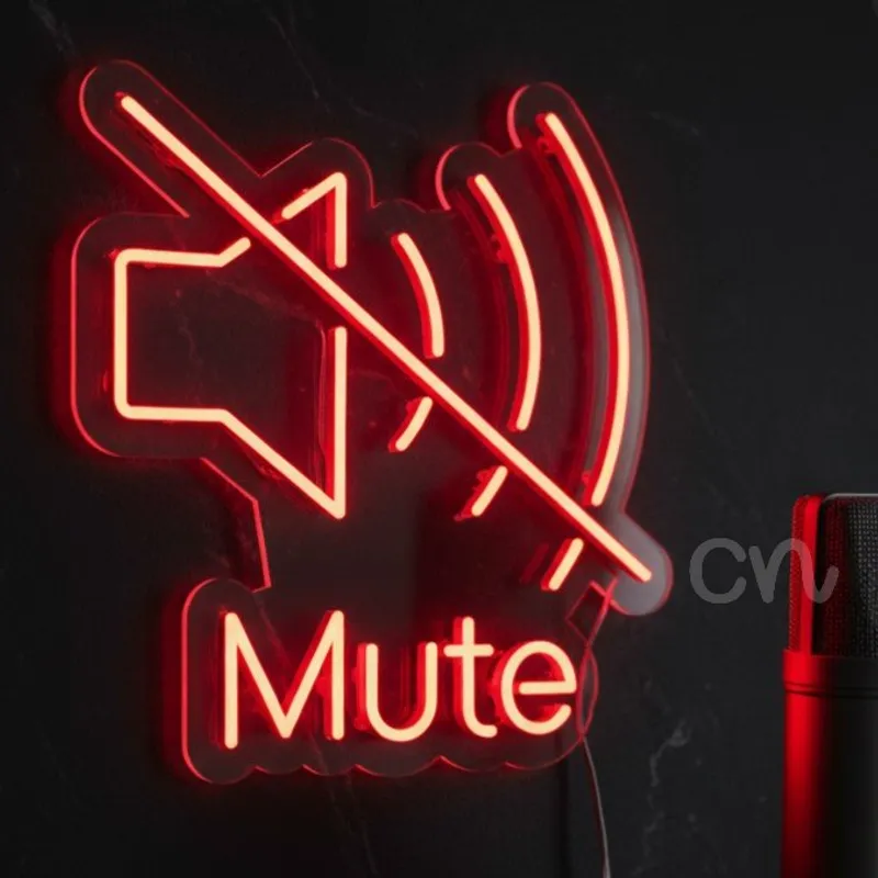 Custom Neon | Silent Neon Sign | 19x18 Inch LED Wall Art with Red Bell & White Silent Text