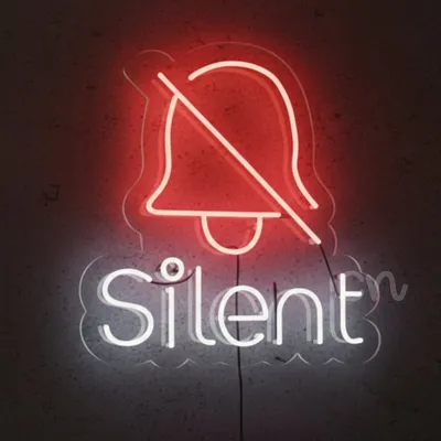Custom Neon | Silent Neon Sign 21x20 Inch | Modern LED Wall Art with Red Bell & White Silent Text