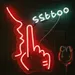Custom Neon Sign | Hand with Finger Raised and Ssttoo Text | 19x19 Inches | Red and White Wall Art for Cafes, Bedrooms, Offices, and Studios | Unique Motivational and Fun Decorative Lighting 1