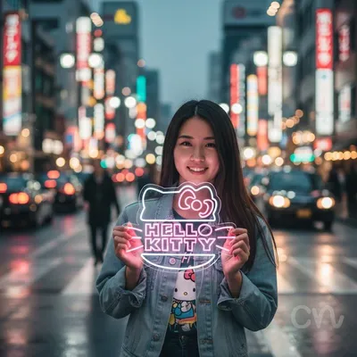 Custom Neon | Hello Kitty Neon Sign | 19x24 | Pink Neon Sign for Bedroom and Decor