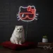 Custom Neon | Cat Face with Bow Neon Sign | 18x24 Inches | Red and White Neon Sign 2