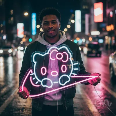 Custom Neon | Cat Face Design Neon Sign | 18x23 Inches | Pink Neon Sign for Decor