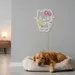 Custom Neon | Cat Holding Flower Neon Sign | 23x20 | Pink Yellow Green 2