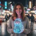 Custom Neon | Cat with Heart Neon Sign | 22x15 Inches | Red Ice Blue Warm White 2