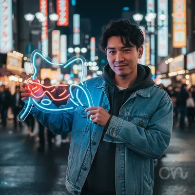 Custom Neon | Cat with Sunglasses Neon Sign | 20x21 | Ice Blue and Red