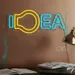 Custom Neon Sign | IDEA Word Design with Light Bulb as Letter D | 11x24 Inches | Inspirational Wall Art for Creativity and Motivation | Unique Decor for Homes, Offices, Studios, and Cafes|Yellow,Blue 1