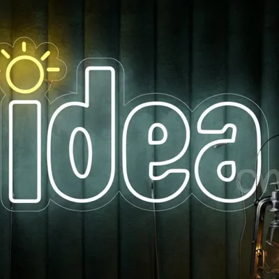 Custom Neon | Creative Wall Art | IDEA Text Design 15x24 |Yellow,white