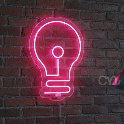 Custom Neon | Light Bulb Neon Sign with Central Dot Accent | 21x15 | Pink