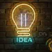 Custom Neon | IDEA Light Bulb Neon Sign with Modern Glow | 22x14 | Yellow White Blue 1