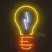 Custom Neon | Idea Light Bulb Character Neon Sign | Creative Wall Art for Innovation and Inspiration | Energy-Efficient LED Lighting | 21x12 | Orange White 1
