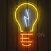 Custom Neon | Idea Light Bulb Character Neon Sign | 21x12 | Orange White 2
