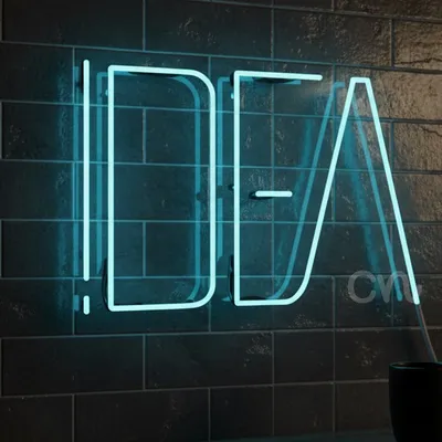 Custom Neon | IDEA Word Neon Sign in Bold Minimalist Typography | 16 x 22 Inches | Blue