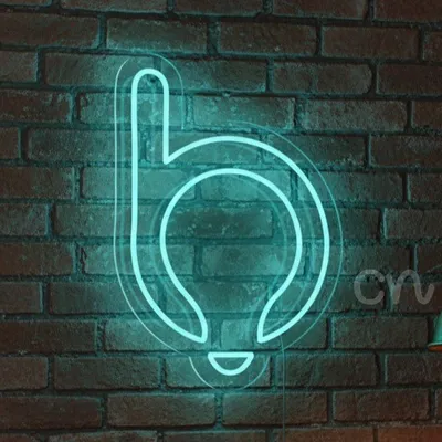 Custom Neon | Letter B with Light Bulb Neon Sign | 21x15 Inches | Blue