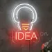 Custom Neon | Light Bulb with IDEA Text Neon Sign | 20x15 Inches | Red, Orange, White 1
