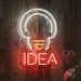 Custom Neon | Light Bulb with IDEA Text Neon Sign | 20x15 Inches | Red, Orange, White 2