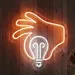 Custom Neon | Custom Neon Sign | Hand Holding Light Bulb Design | Orange and White Glow | Size 19x18 Inches 2