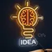 Custom Neon | IDEA Brain Light Bulb Neon Sign | 23x17 Inches | Yellow and Orange 1