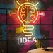 Custom Neon | IDEA Brain Light Bulb Neon Sign | 23x17 Inches | Yellow and Orange 2