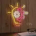 Custom Neon | Light Bulb with Gear Neon Sign | 21x19 | Yellow, Pink, White, Orange 2