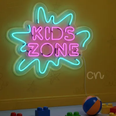 Custom Neon | Kids Zone Neon Sign | Premium Plug-in LED Flex Board Wall Decor for Bedroom, Playroom & Events | Energy Efficient, Durable, Stylish, Long Lasting, Modern Art Display | 20x24 | Multicolor