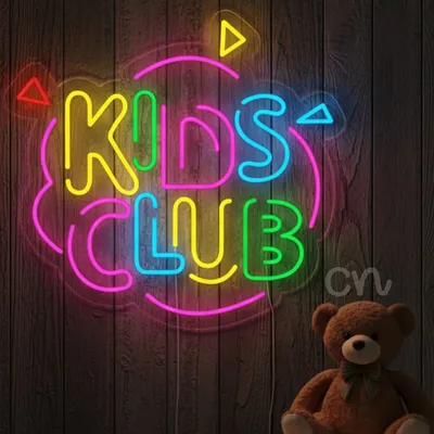Custom Neon | Kids Club Neon Sign | Premium Plug-in LED Flex Board Wall Decor for Bedroom, Playroom & Home | Energy Efficient, Durable, Stylish, Long Lasting, Modern Art Display | 23x24 | Multicolor