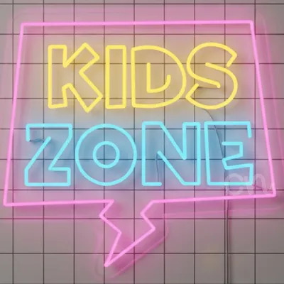 Custom Neon | Kids Zone Neon Sign | 22x24 | Yellow, Blue, Pink