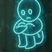 Sad Neon Sign Blue LED Flex Board, Plug in Neon Sad Light for Bedroom, Wall Decor Neon Mood Display, Custom Sad Emoji Sitting Neon Sign India, No Battery Aesthetic Sad Neon Wall Art 1