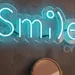 Custom Neon | Smile Word Neon Sign with Happy Emoticon | Blue & White | 3x23 2