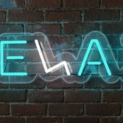 Custom Neon | Relax Word Neon Sign with Zigzag L Designg | 6x24 | Blue & White