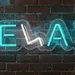 Custom Neon | Relax Word Neon Sign with Zigzag L Designg | 6x24 | Blue & White 1