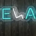 Custom Neon | Relax Word Neon Sign with Zigzag L Designg | 6x24 | Blue & White 2