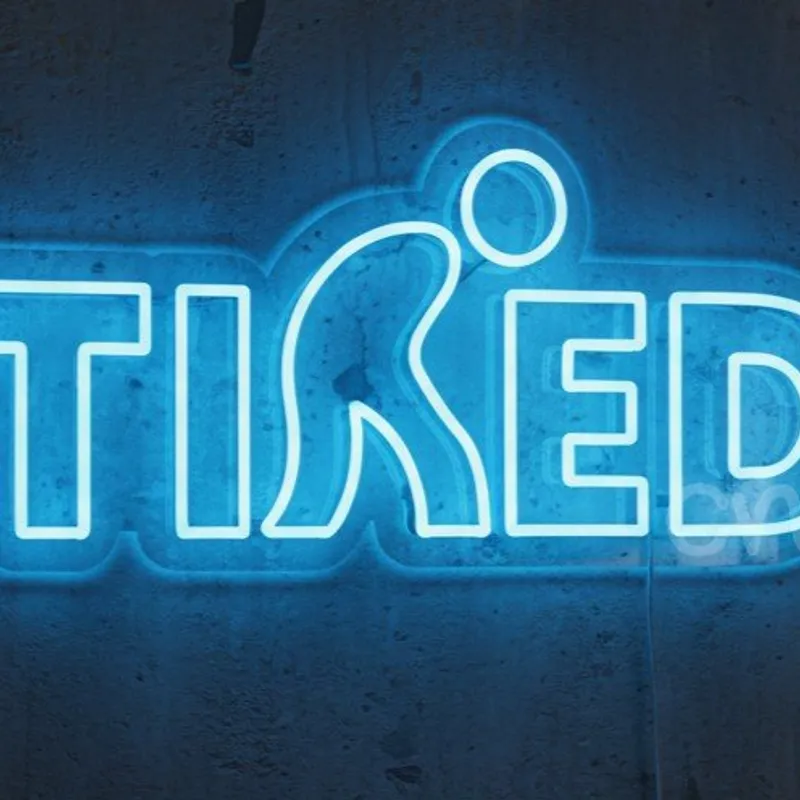 Custom Neon | Tired Word with Figure Neon Sign | 11x24 | Blue