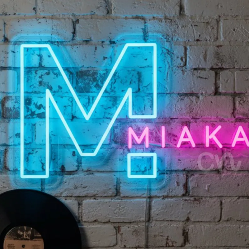 Custom Neon | MIAKA Name Neon Sign with Large M Design | 15x24 | Blue & Pink