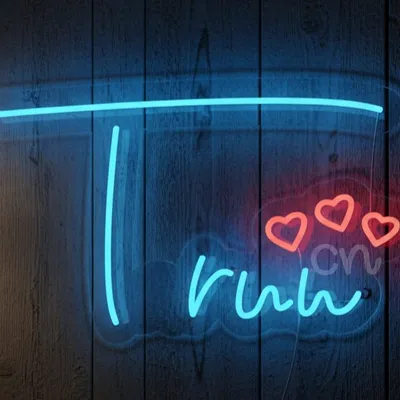 Custom Neon | Trinhu Name Neon Sign with Heart Design | Stylish Blue & Red LED Neon for Home Decor, Events, Parties, Weddings and Personalized Gifting | 14x24 | Blue & Red