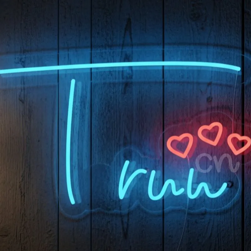 Custom Neon | Trinhu Name Neon Sign with Heart Design | 14x24 | Blue & Red