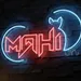 Custom Neon | MAHI Name Neon Sign with Cat Outline | 15x24 | Red & Blue 1