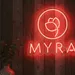 Custom Neon | MYRA Logo Neon Sign | Energy-Efficient Red LED Light for Business Branding, Home Wall Decor, Events and More | 20x21 | Red 2