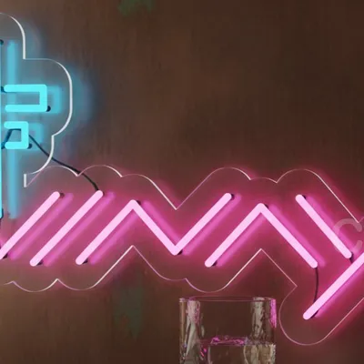 Custom Neon | Abstract Zigzag with Symbol Neon Sign | Energy-Efficient LED Artwork for Modern Interiors and Events | 15x24 | Multicolor (Pink and Blue)